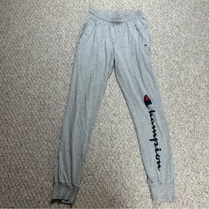 Champion Joggers Women’s Small Gray Jersey Knit Sweatpants Drawstring Pockets